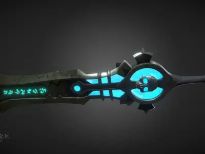 Gravekeeper sword with lights Low-poly 3D model