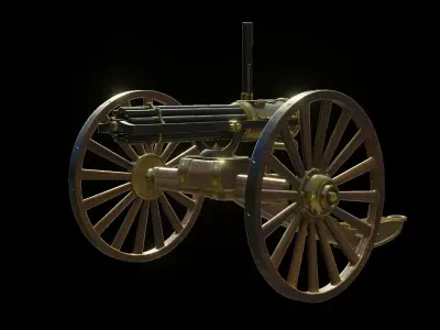 Gatling Gun Low-poly 3D model