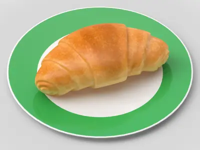 Croissant On Plate 3D model