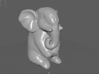 SITTING ELEPHANT Low-poly 3D model