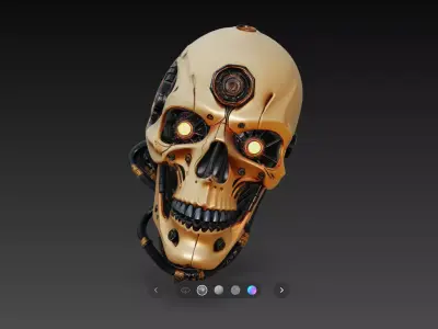 Advanced Cyborg Skull Glowing Eyes Sci Fi Sculpture STL V1 3D print model