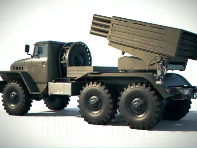 BM-21 Grad PBR Low-poly 3D model