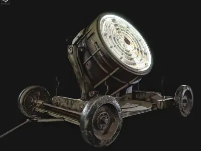 Searchlight wwii light projector Low-poly 3D model