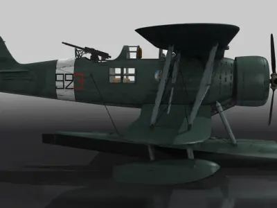 RO43 on board VITTORIO VENETO Low-poly 3D model