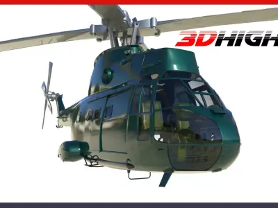 Military Helicopter Puma AS330 3D model
