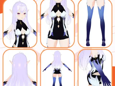 VRM MAGICIAN FAIRY MAGICAL SHOUJO DRESS BODYSUIT OUTFIT GIRL 3D model