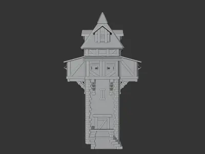 Medieval Watchtower Low-poly 3D model