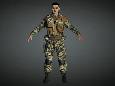 AAA Military Male Character 01 Low-poly 3D model