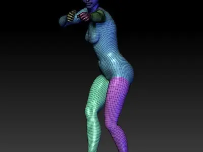 Base mesh of warrior girl Low-poly 3D model