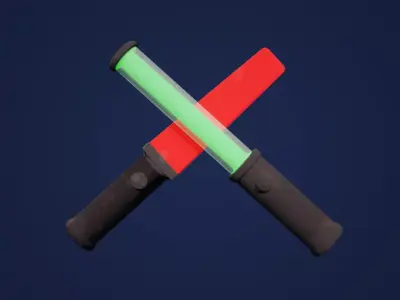 Ground Crew Marshalling Wands for Airports Low-poly 3D model