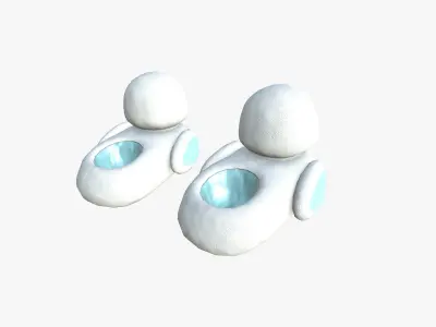 Slippers J07 White Blue Bird - Costume Character Design Low-poly 3D model