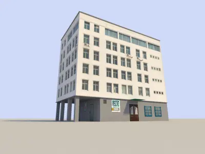 low poyl town flat house Low-poly 3D model