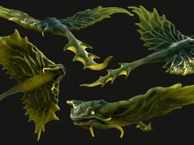 Aqua Draco Low-poly 3D model