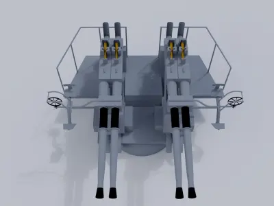 40mm Quad Anti-Aircraft Gun 3D model