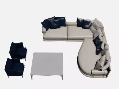Italian concept living room seating 3D model Free 3D model