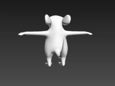 Mouse Character T-pose Low-poly 3D model