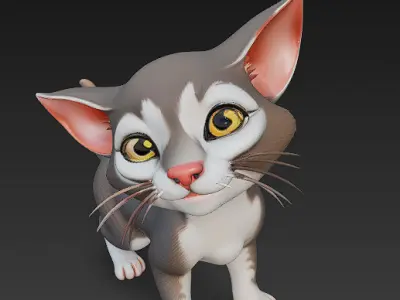 Cat Realistic 3D Model Basic - Low Poly Realistic Low-poly 3D model