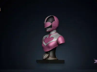 Pink Time Force Ranger Bust STL Power Rangers 3D Print Sculpture 3D print model