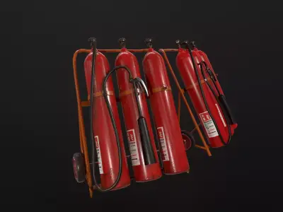 Extinguisher fire rack Low-poly 3D model