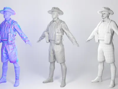 Game ready character of WW 2 Australian soldier 101 Low-poly 3D model