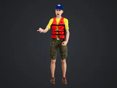 Kayak Canoe Athlete Low-poly 3D model