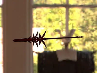 Spear sword with spikes Free low-poly 3D model