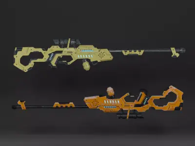 3D Sci-Fi Rifle low poly Free low-poly 3D model