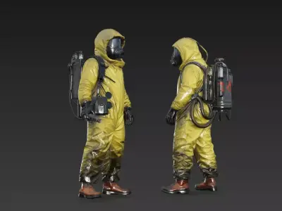 Post Apocalyptic Hazmat Character  Biohazard Containment  3D model