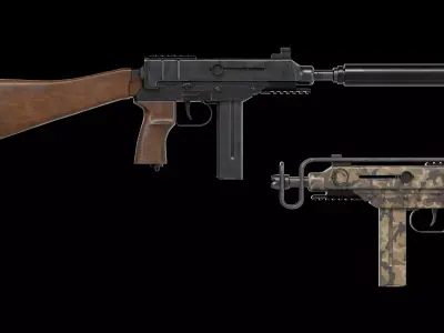 Skorpion vz68 submachine gun Low-poly 3D model