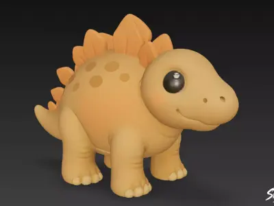 Cartoon Plush Stegosaurus Low-poly 3D model
