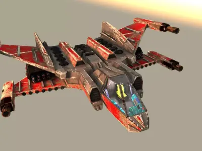 Sci fi space fighter  Low-poly 3D model