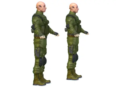 Subdivision 3d Men Military Solder Armor Low-poly 3D model