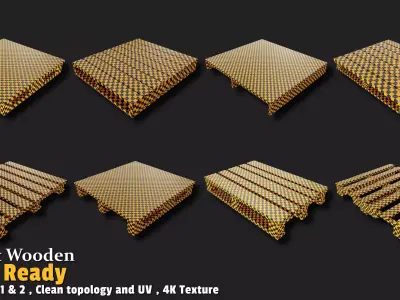 Wooden Pallet Game Ready VOL01 Low-poly 3D model