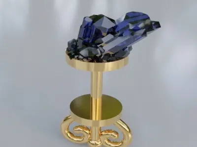 Earrings with quartz gems on the top 3D print model