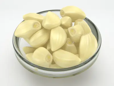 Peeled Garlic Clove in a Glass Bowl 3D model