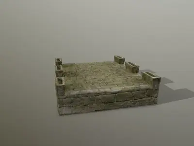 Altar Set stone column Low-poly 3D model