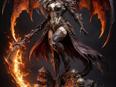 Demon Brutal Demon Queen 32mm Dark Fantasy STL 3D print model