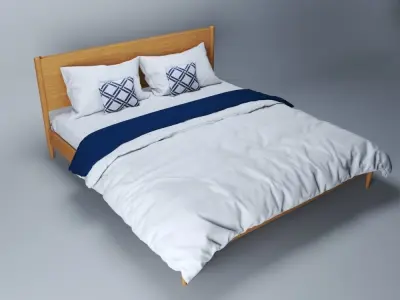 Wooden Bed  Free 3D model