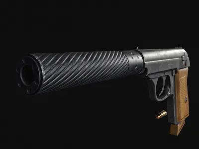 James Bond Walther PPK with Silencer Low-poly 3D model