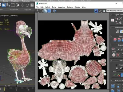 cartoon red bird Low-poly 3D model
