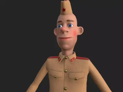 Soldier USSR cartoon Free low-poly 3D model
