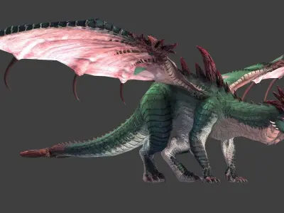 Green Dragon Low-poly 3D model