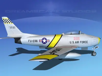 North American F-86 Sabre Jet V02 USAF 3D model