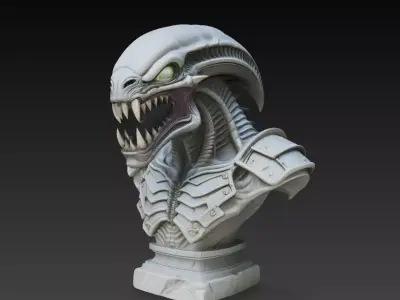 Xenomorph Alien Warrior Bust STL Model 3D print model