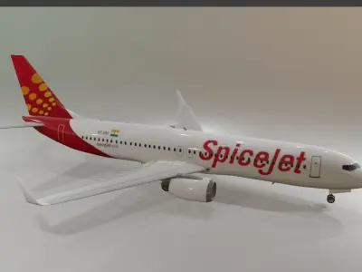 Spicejet Boeing 737-800 3D Model Low-poly 3D model
