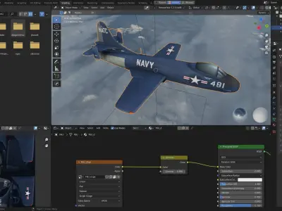 Vought F6U Pirate jet fighter Hand painted game model Low-poly 3D model
