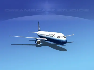 Airbus A320 LP United Airlines 2 Low-poly 3D model