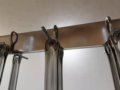 Commercial Cooking Spoons with Rack - Hanging Low-poly 3D model