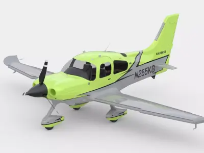 Aircraft Propeller Carbon Lime Low-poly 3D model