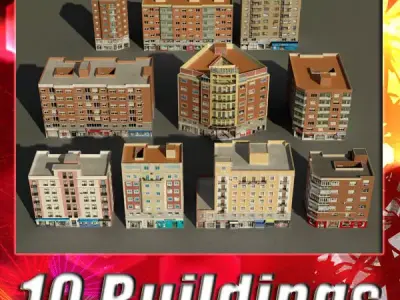 Building Collection 71 - 80 Low-poly 3D model